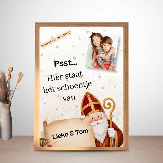 Sinterklaas raamdecoratie gepersonaliseerd met naam en foto