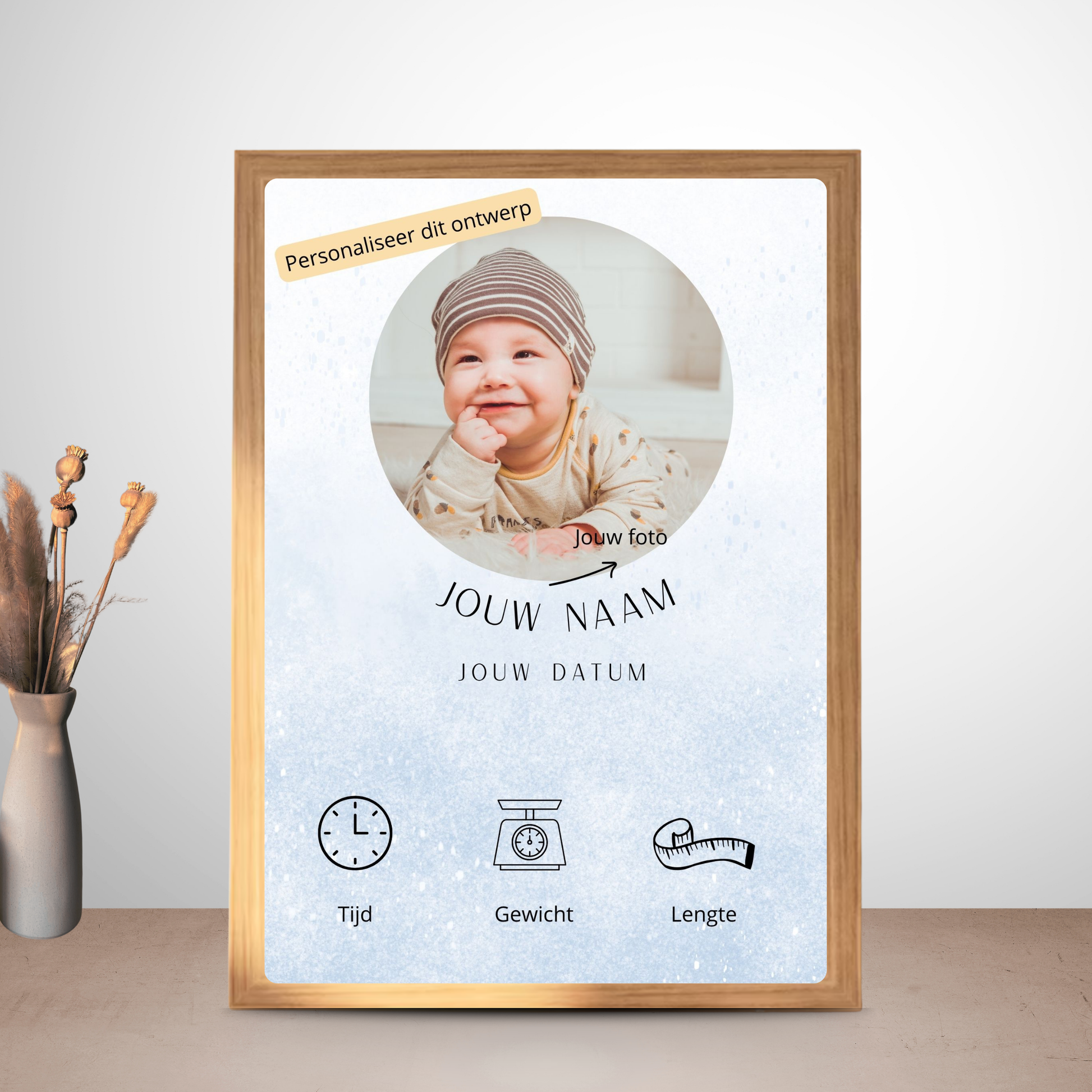 geboorteposter met foto jongen