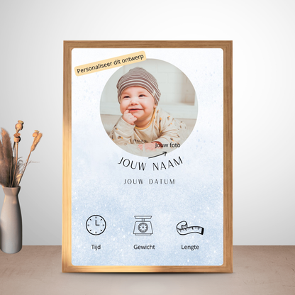 geboorteposter met foto jongen