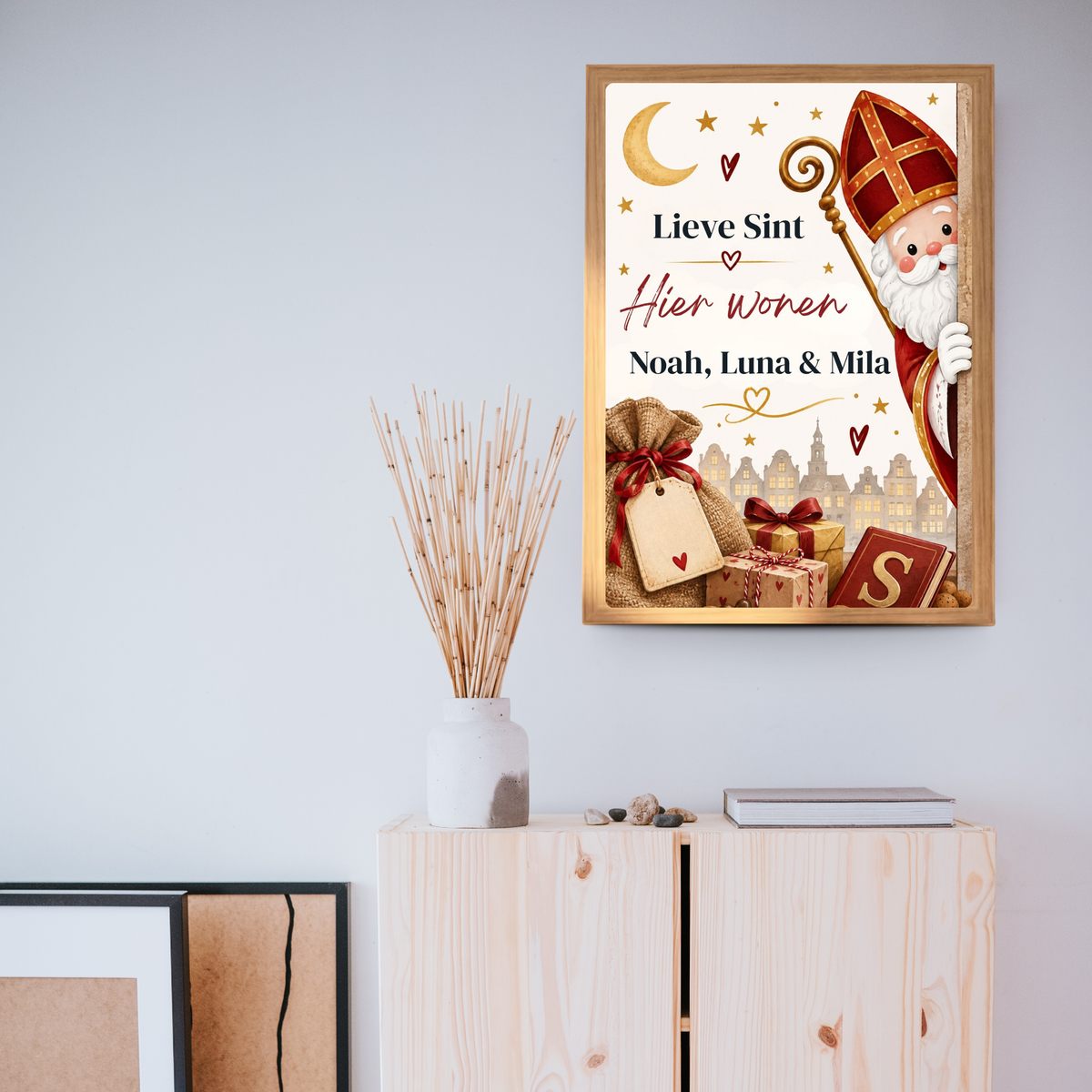 decoratie sint met naam voor raam