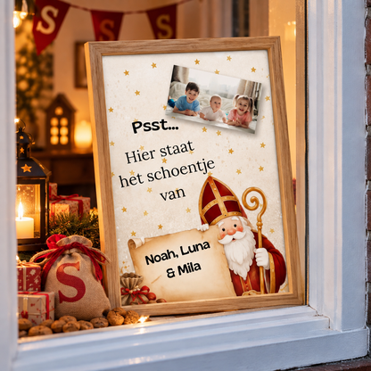 Sinterklaas raamdecoratie gepersonaliseerd met naam en foto
