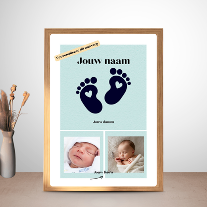 Geboorte cadeau in lijst jongen