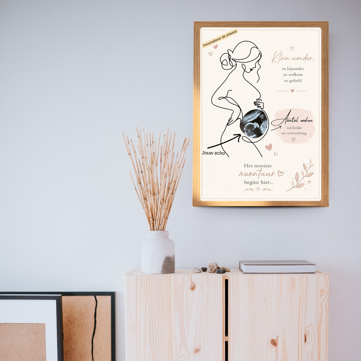 houten fotolijst met echofoto
