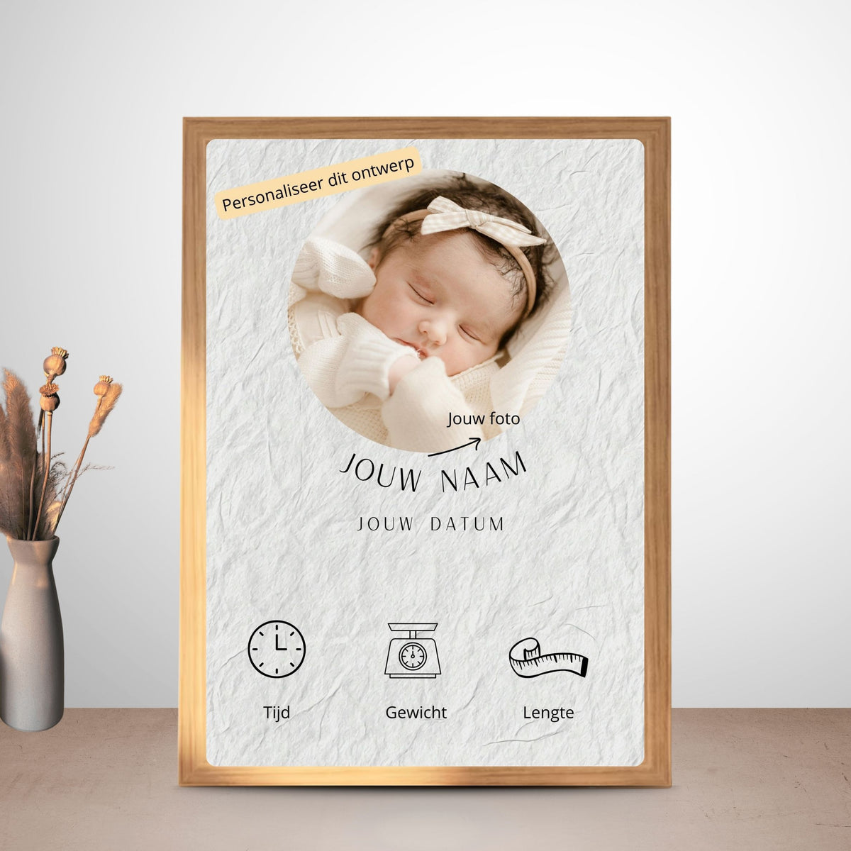 Geboorte fotolijst cadeau met foto