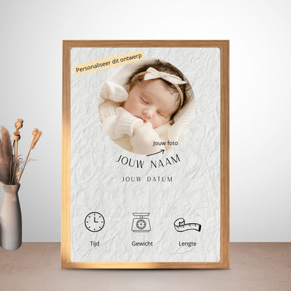 Geboorte fotolijst cadeau met foto